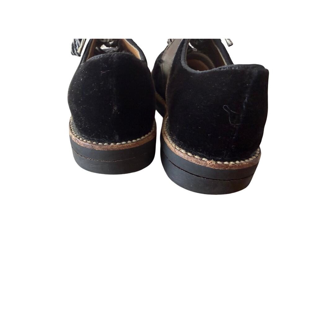 Vintage Buster Brown Black Velvet Leather Saddle Oxford Lace up Kids 9 Retro - Picture 3 of 6